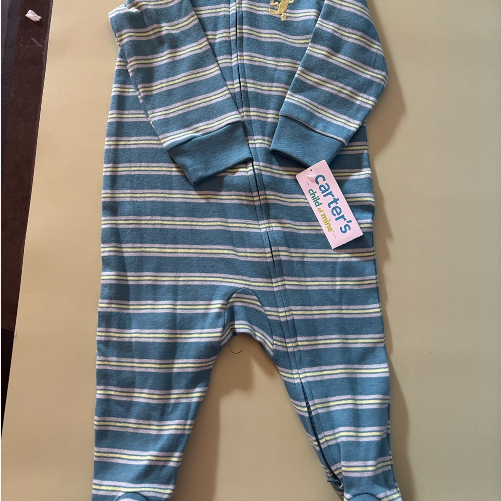 Carter's Teal and White Striped Footie